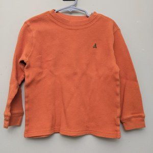 Baby Gap Orange Brannan Bear Waffle Knit Henley - 4Y - EUC